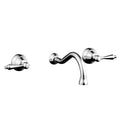 Polished Brass Double Straight Handle Wall Mount Bathroom Sink Faucet G730913