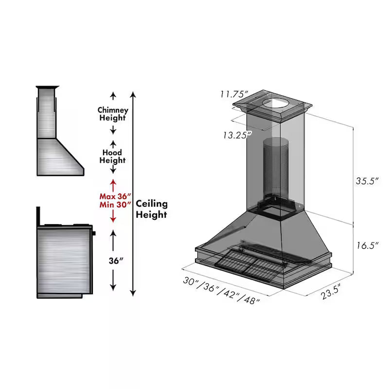 30 in. 400 CFM Ducted Wall Mount Range Hood V20180