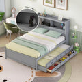 Full Size Wood Platform Bed with Trundle and Storage Drawers N1381