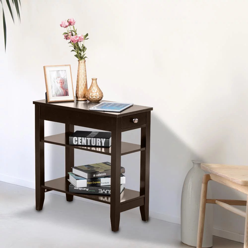 Chair Side End Table with 2 Layers and Shelf A5902