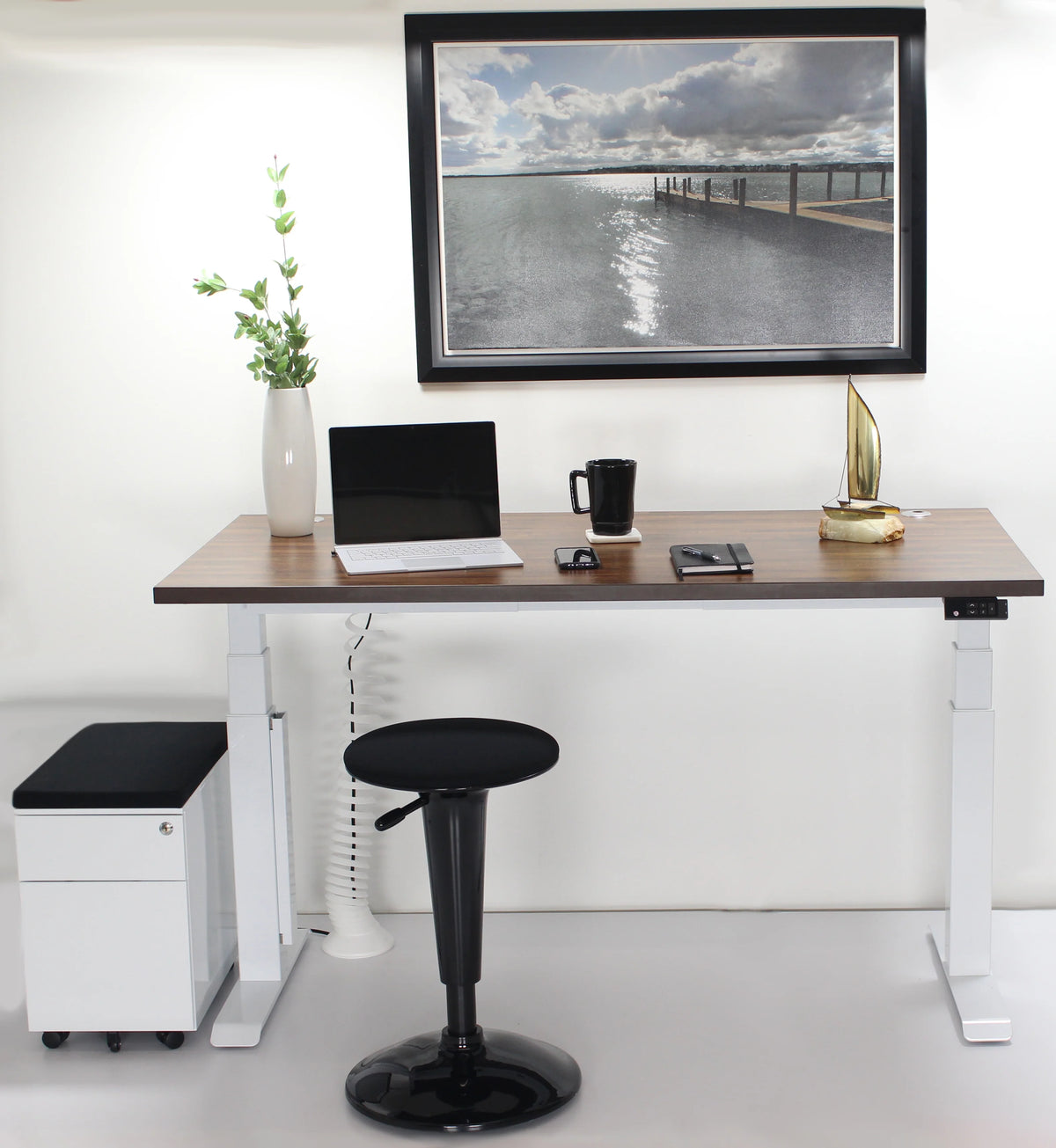 Dual Motor Height Adjustable Desk with White Frame I218173