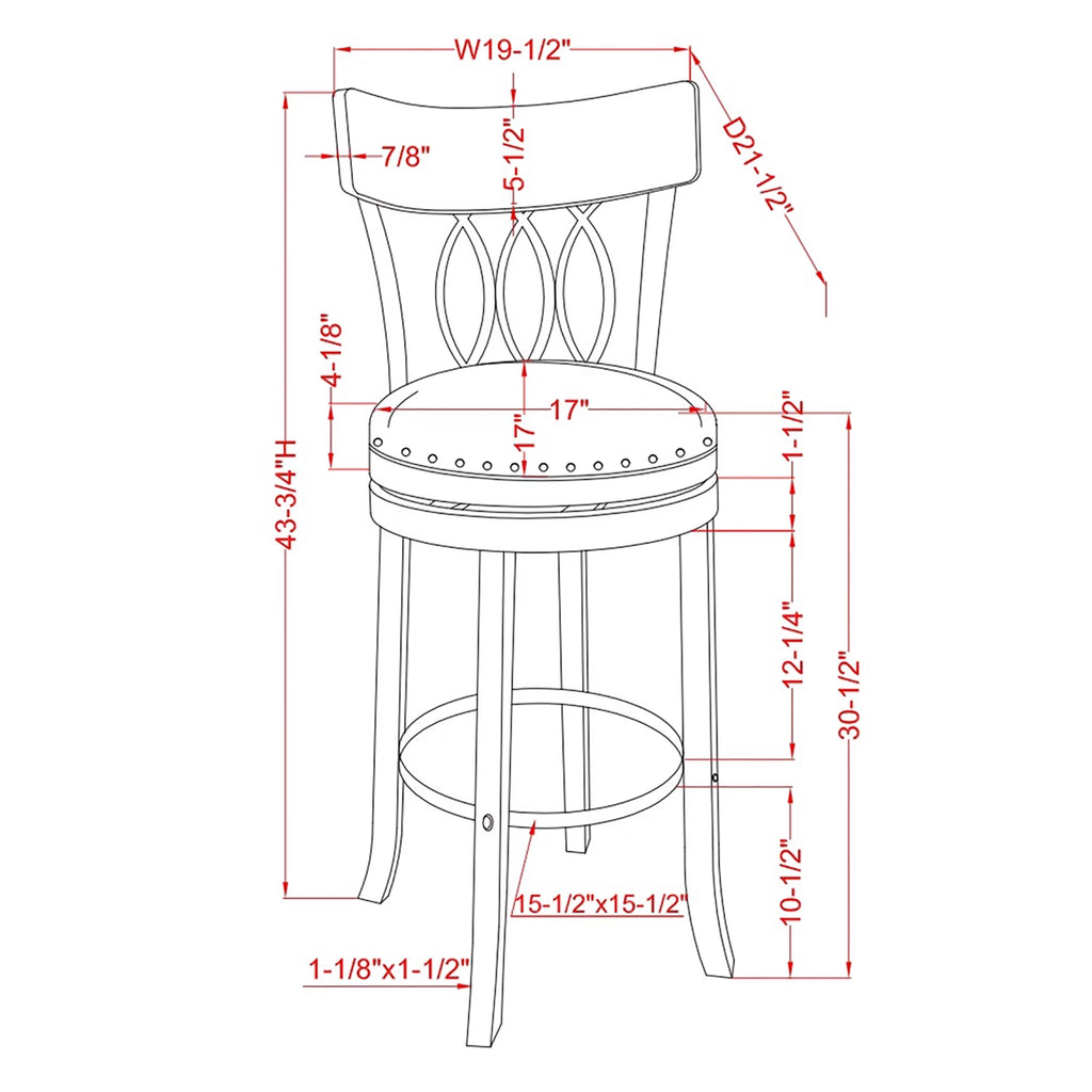 Solid Wood Swivel Barstool Set of 2 Gray Z751