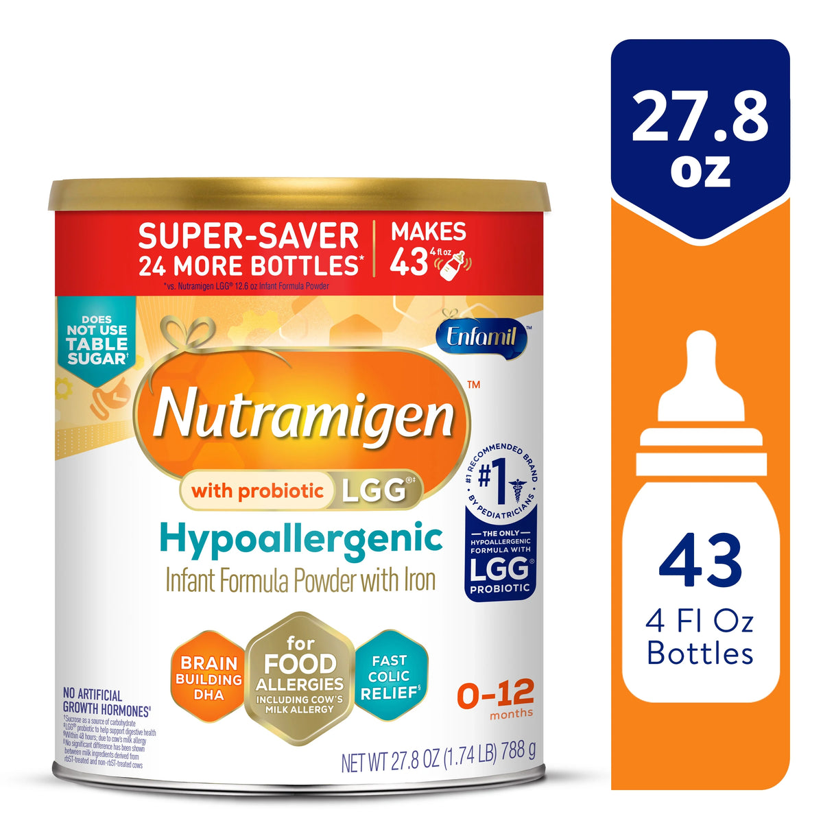 Hypoallergenic Lactose Free Infant Formula Powder Can, 27.8 Oz X7270