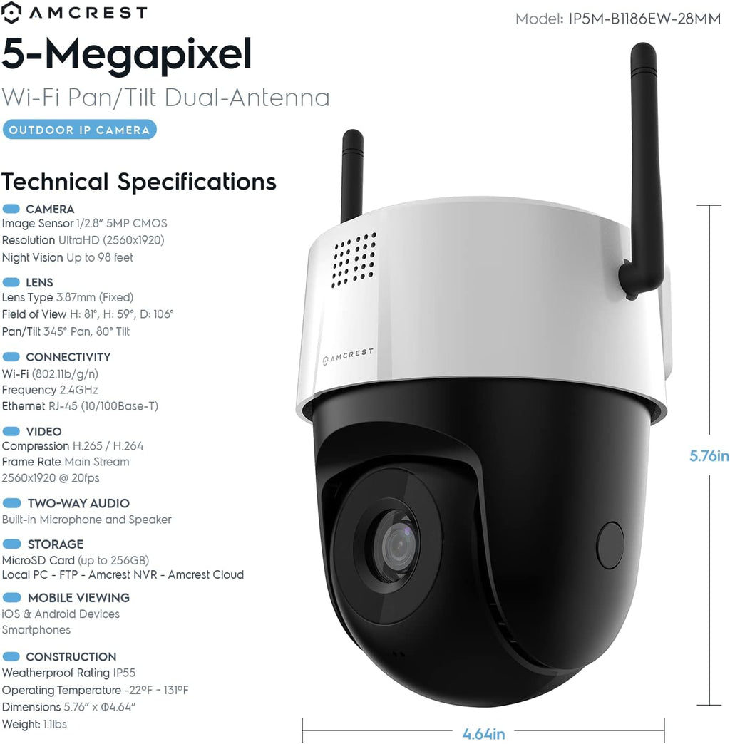 5MP Mini Outdoor WiFi Security IP Camera with Two-Way Audio and Full Color Nightvision L4518