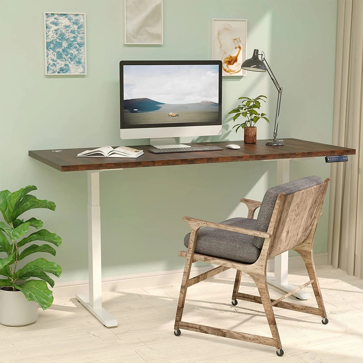 Dual Motor Height Adjustable Desk with White Frame I218173