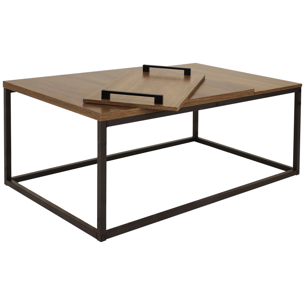 Brown Coffee Table with Removable Serving Tray C6404