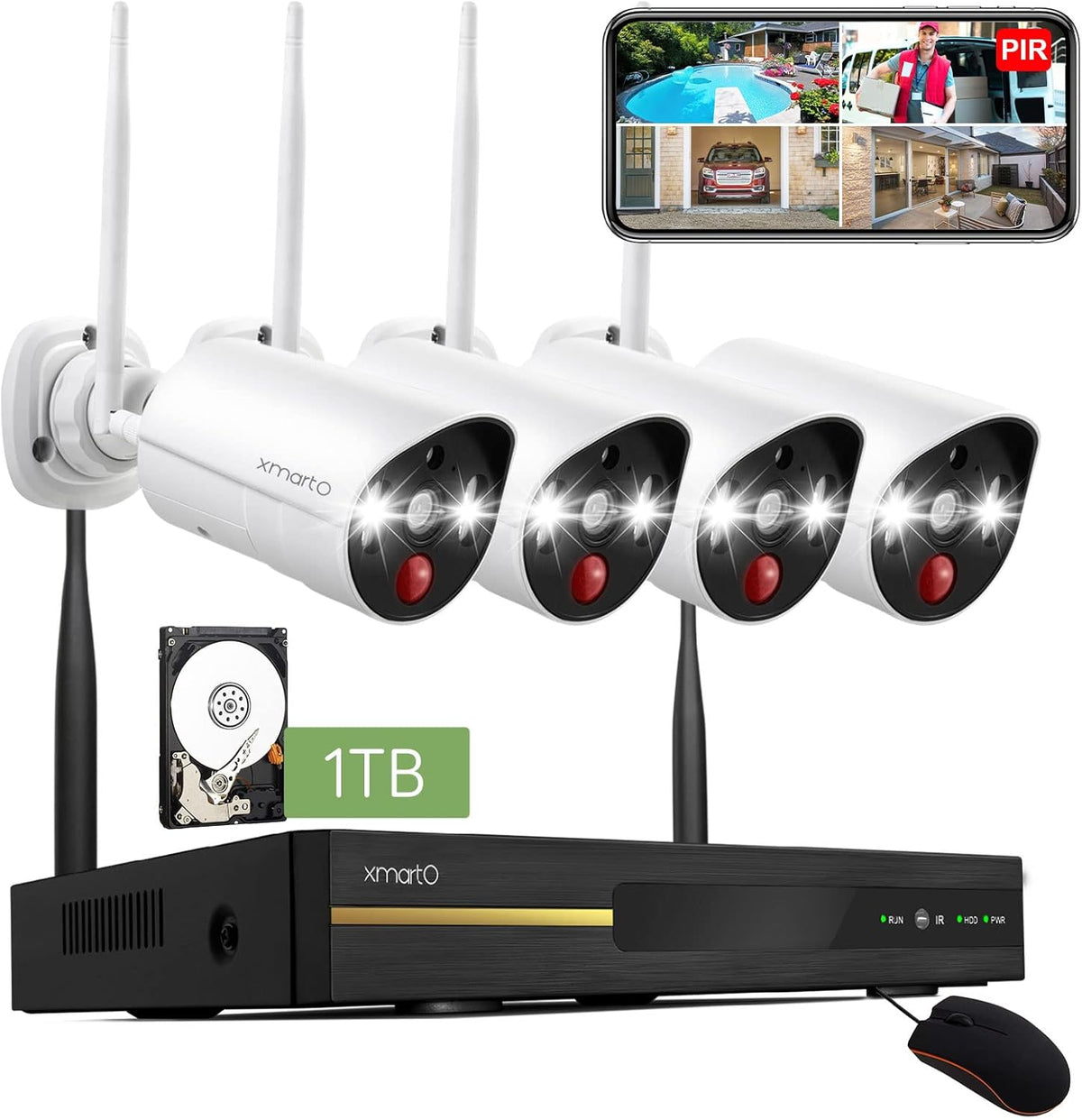 2K HD Wireless Security Camera System with 1TB HDD I8200