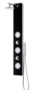 Black Full Body Shower Panel System with Rain Shower and Spray Wand O472