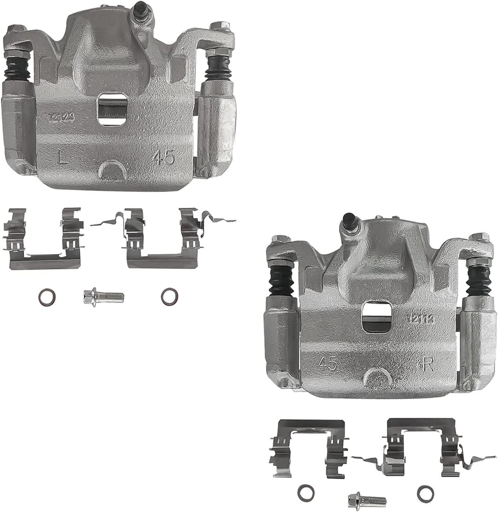 Front Drilled & Slotted Rotors + Calipers + Ceramic Brake Pads 8pc Set R377386
