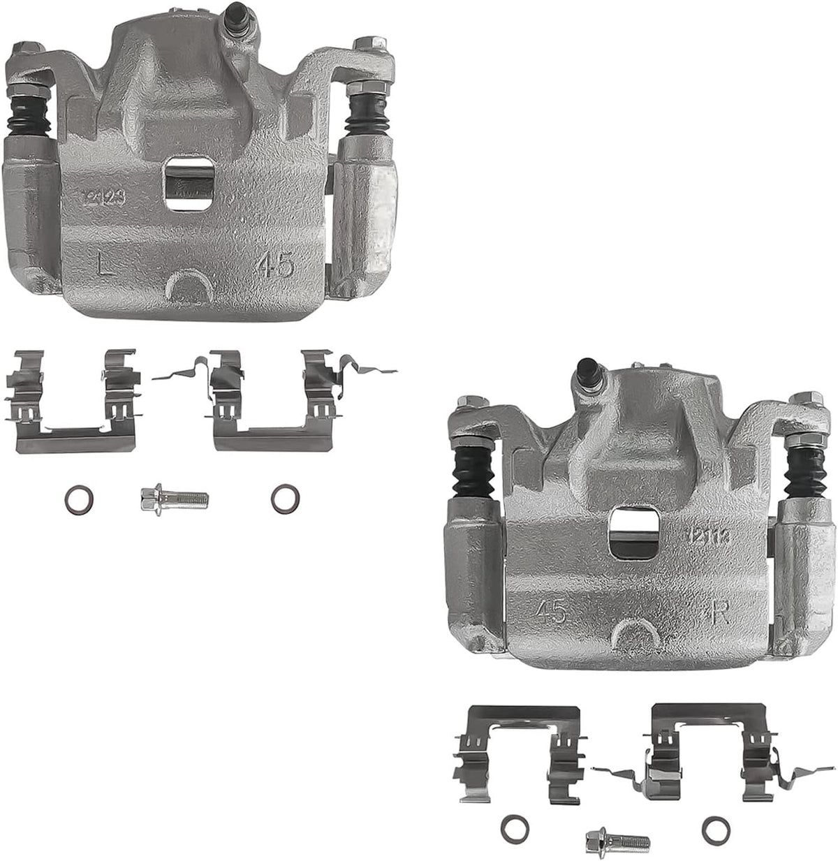 Front Drilled & Slotted Rotors + Calipers + Ceramic Brake Pads 8pc Set R377386