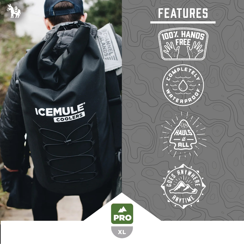 IceMule Pro XLarge 33 Liter 24 Can Soft Insulated Waterproof Backpack Cooler Bag D64957