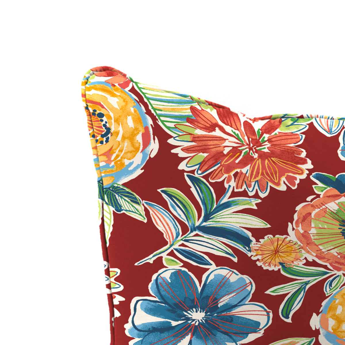 Colsen Berry Red Floral Rectangular Outdoor Deep Seating Chair Seat and Back Cushion with Welt G779