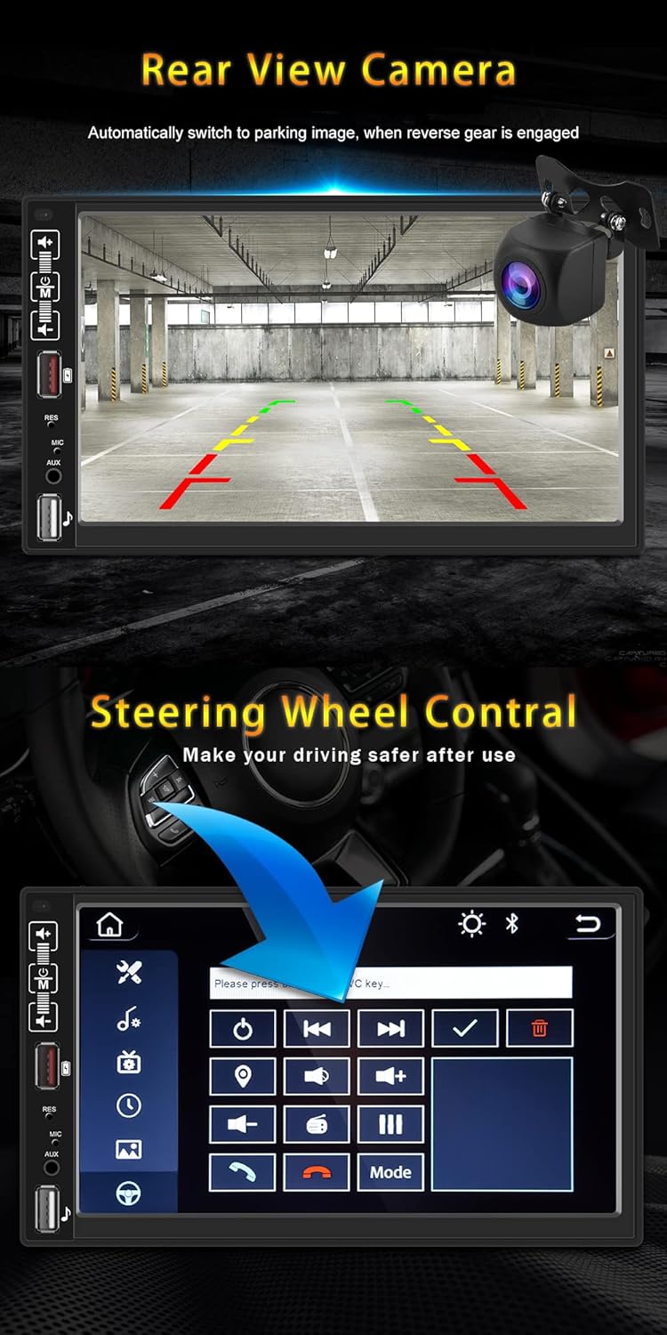 7 Inch Touchscreen Double Din Car Stereo with Backup Camera M124942