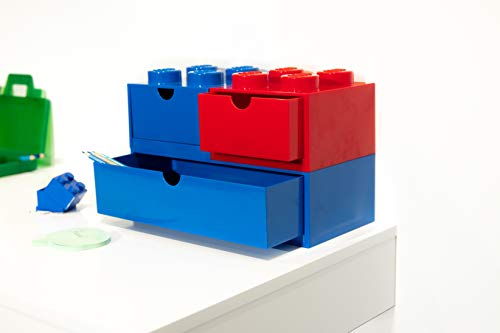 Red Plastic Stackable Desk Drawer with 8 Knobs E494