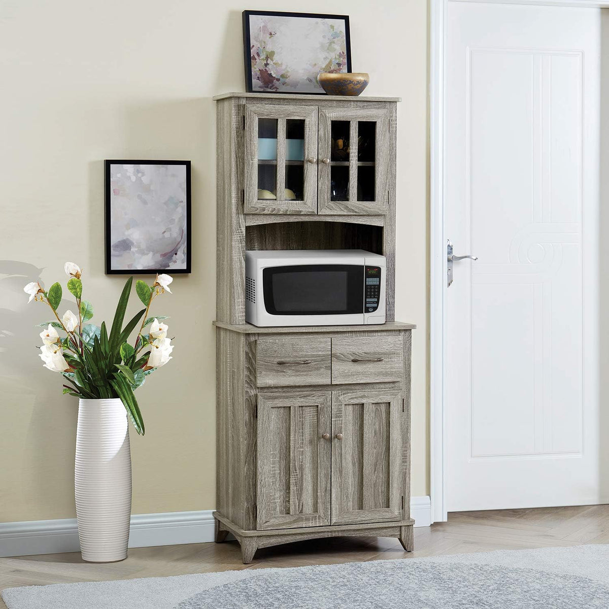 Microwave Storage Stand with Double Door Cabinets S374730