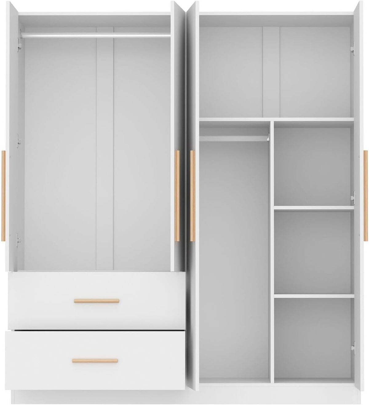 White 4-Door 2-Drawer Wood Wardrobe M546267