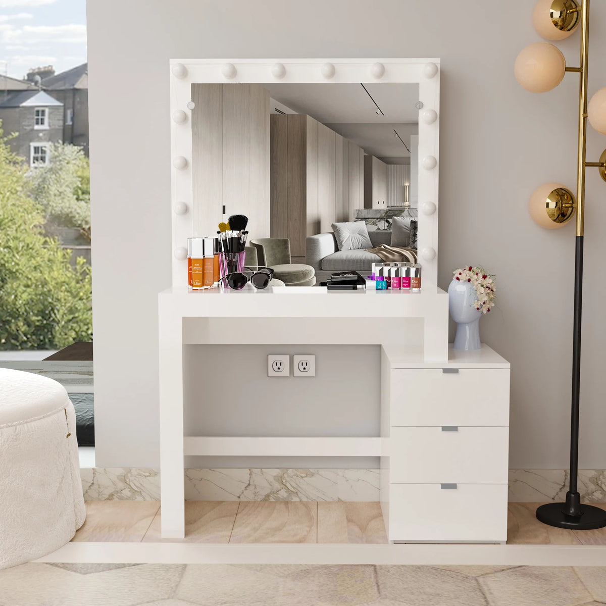 Modern Painted Vanity Table with Lights H9506
