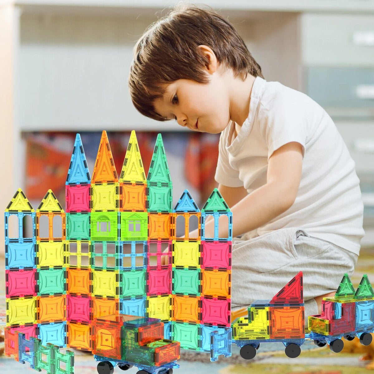 100 Piece Magnet Tiles Set with Clickins and Windows G205717