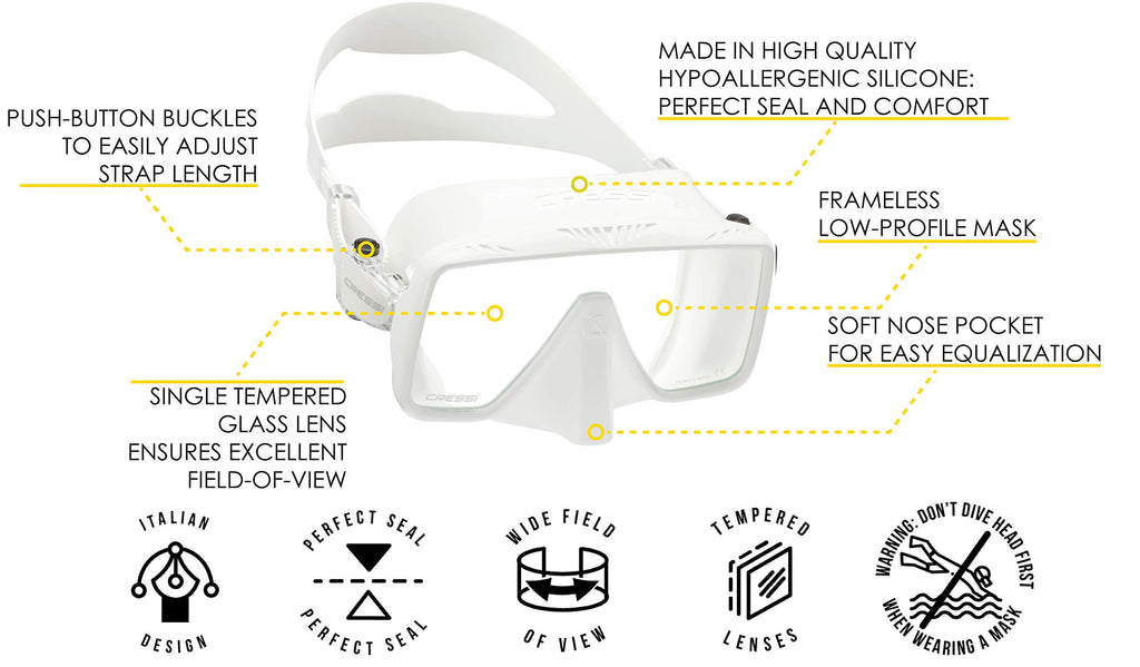 White Frameless Dive Mask T556