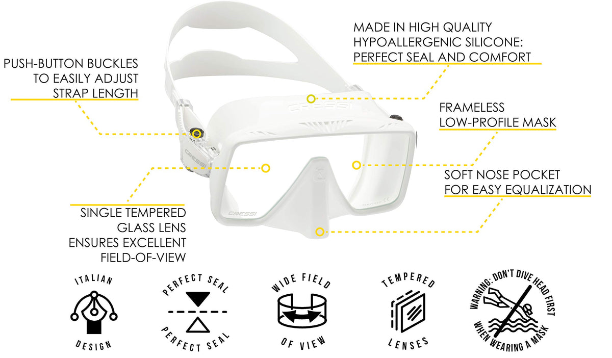 White Frameless Dive Mask T556