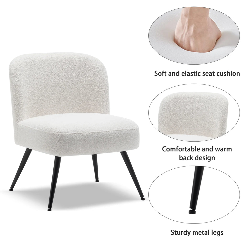 White Faux Leather Accent Chairs Set of 2 with Metal Legs K712
