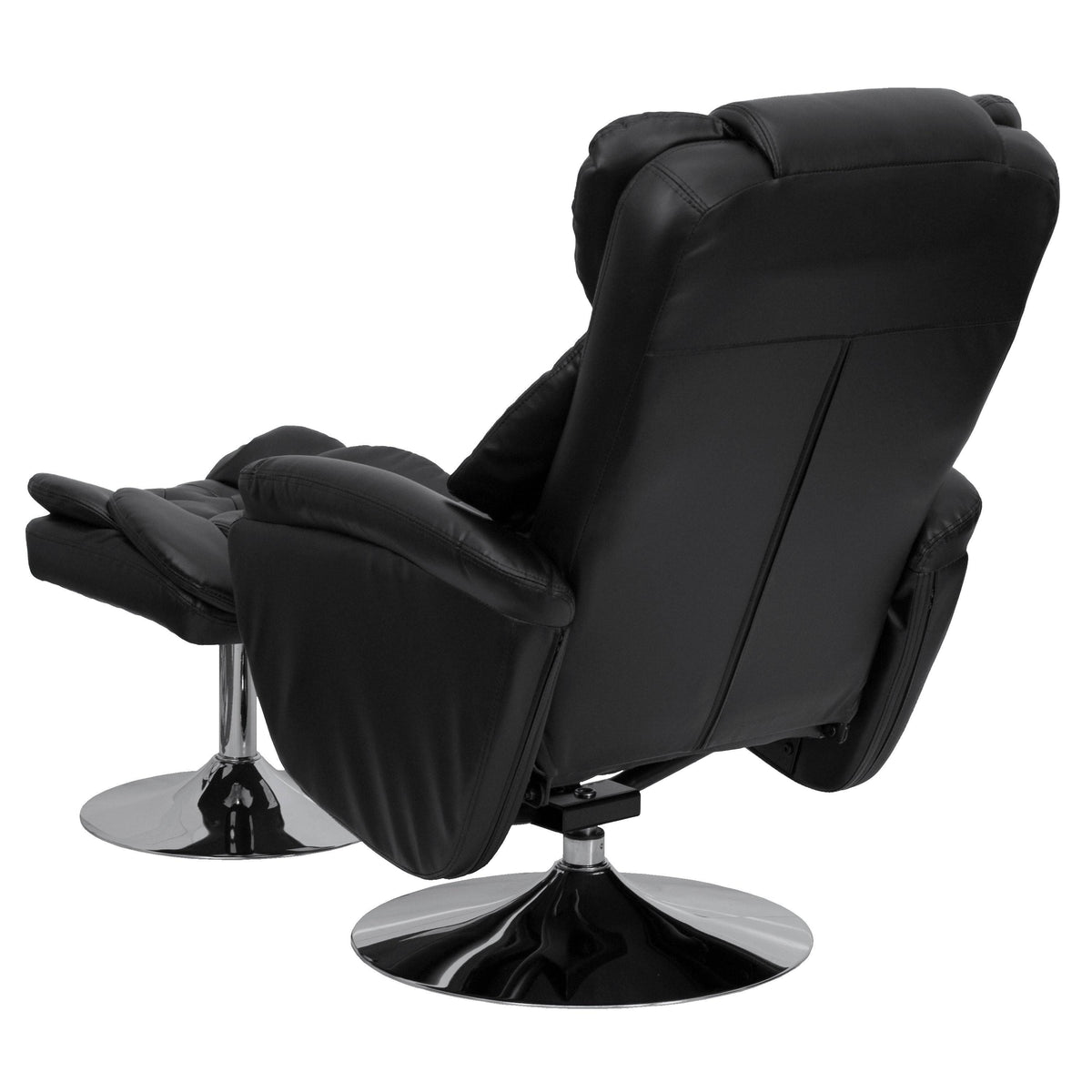 Black Leather Recliner and Ottoman Set T88552