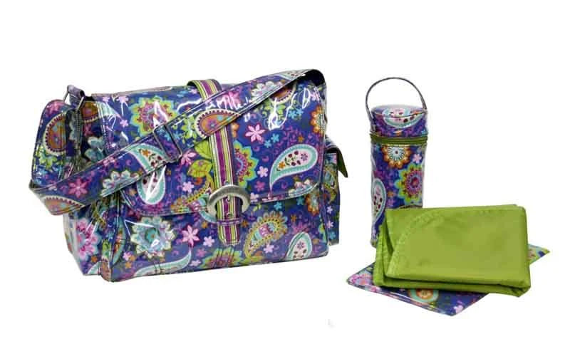 Cobalt Paisley Laminated Buckle Diaper Bag O4039