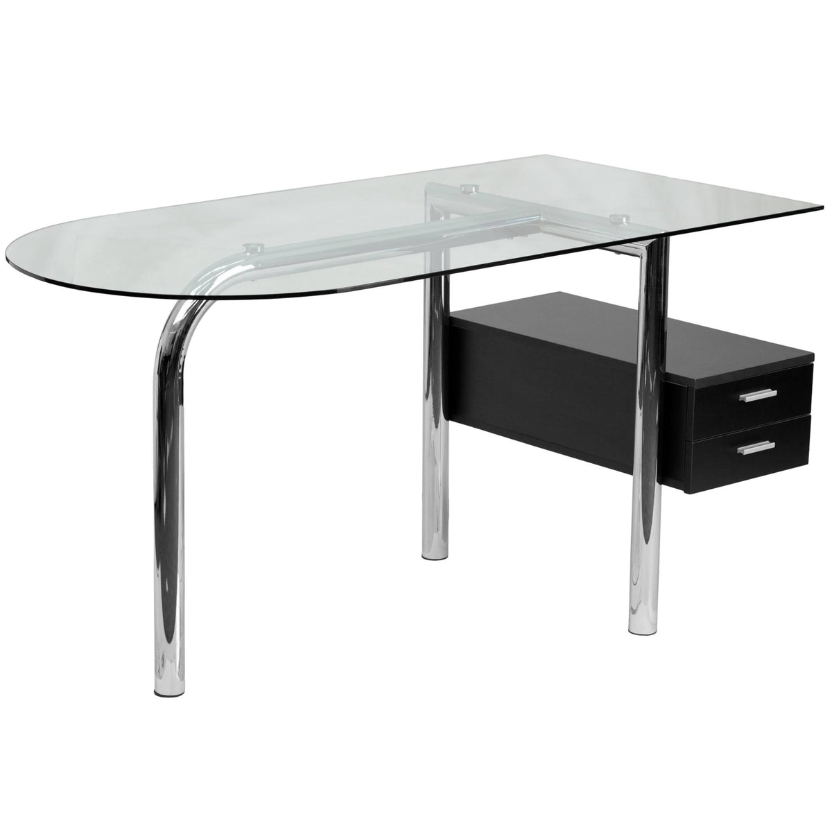 Glass Computer Desk with Open Storage B51215
