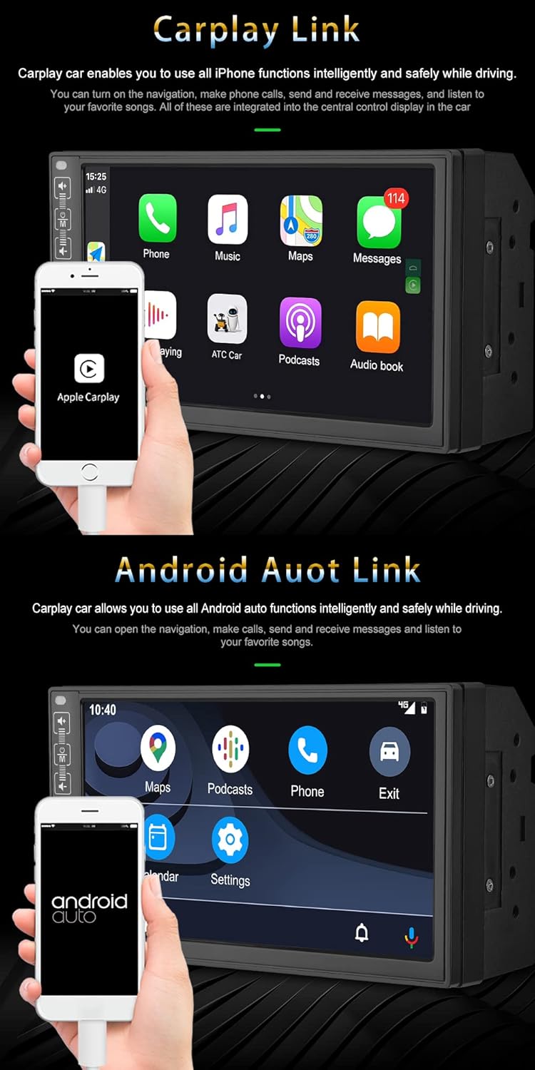7 Inch Touchscreen Double Din Car Stereo with Backup Camera M124942