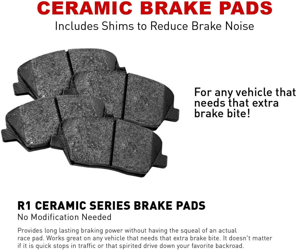 Carbon Geomet Drill/Slot Brake Rotors Kit + Ceramic Brake Pads O812