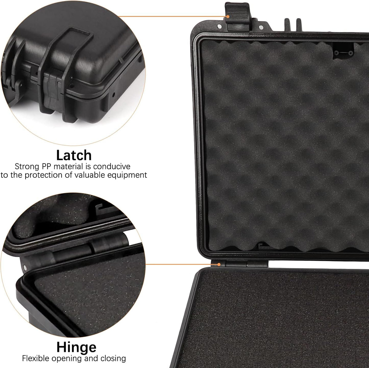 Black Waterproof Hard Camera Case with Foam Insert W7465