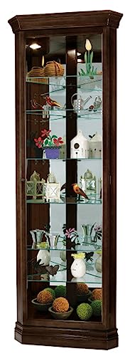 Espresso Curio Cabinet with Six Glass Shelves and Locking Door H254