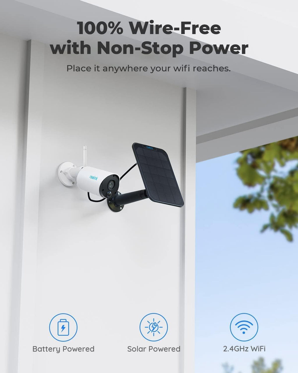 Black Outdoor Security Camera System with Solar Panel C2866