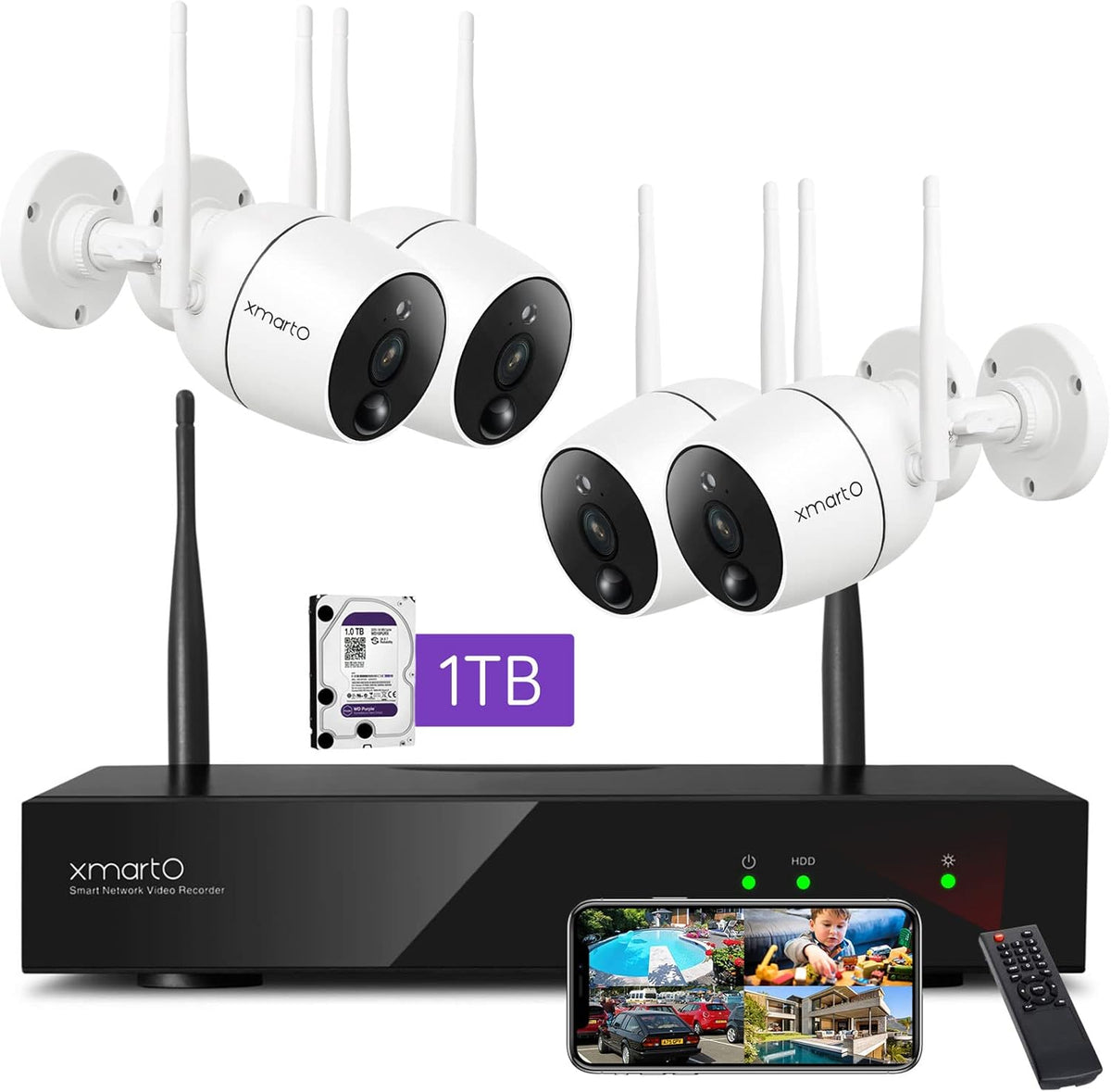 2K HD Wireless Security Camera System with 1TB HDD I8200