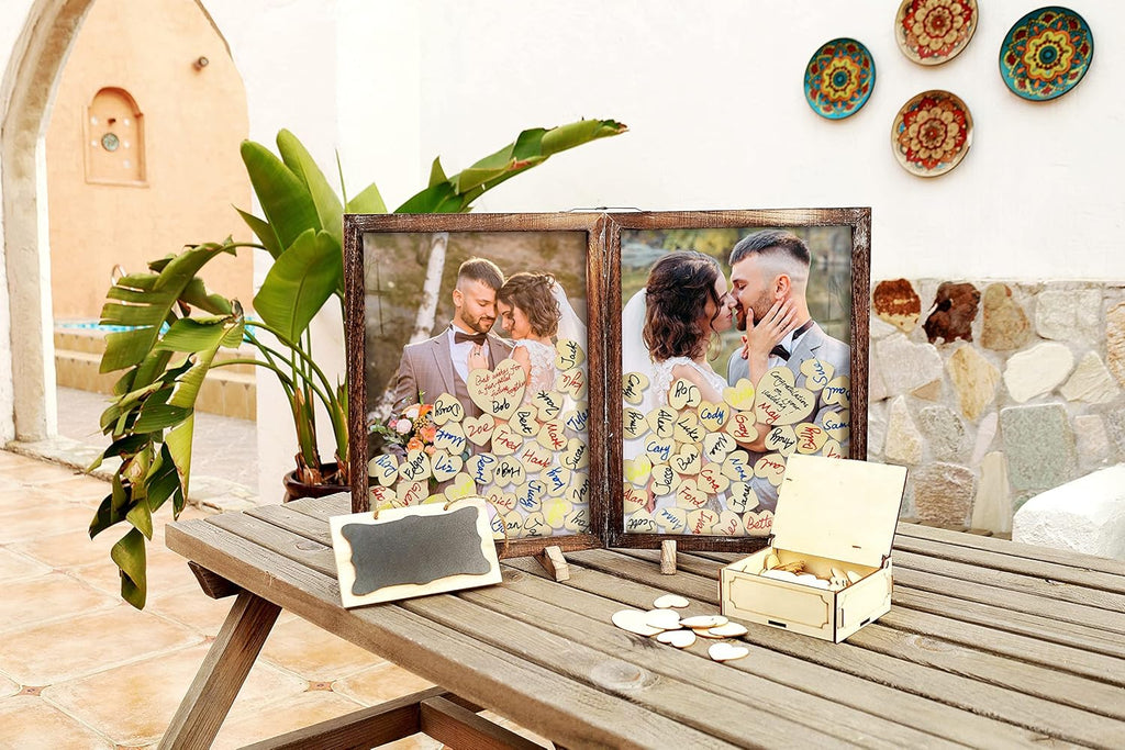 Wooden Drop Top Box Picture Frame with 160 Wooden Hearts X106