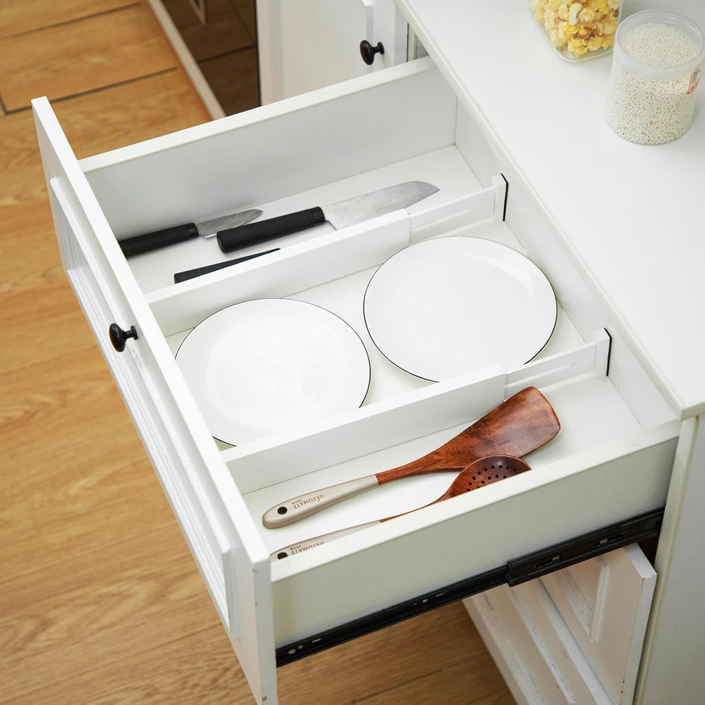 12 Pieces White Expandable Bamboo Drawer Dividers E5681
