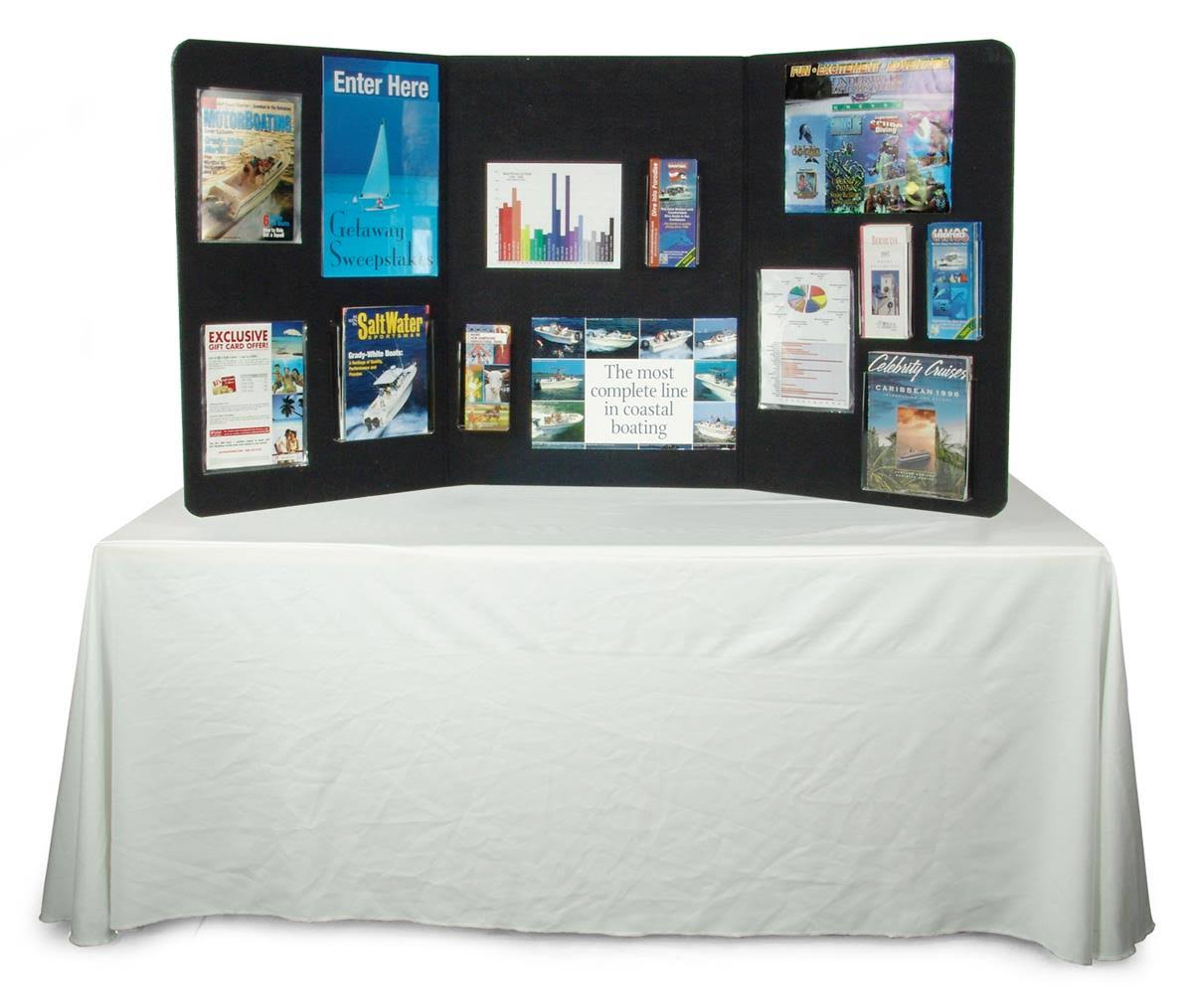 3-Panel Tabletop Display Presentation Board, 72 x 36, Black U270941