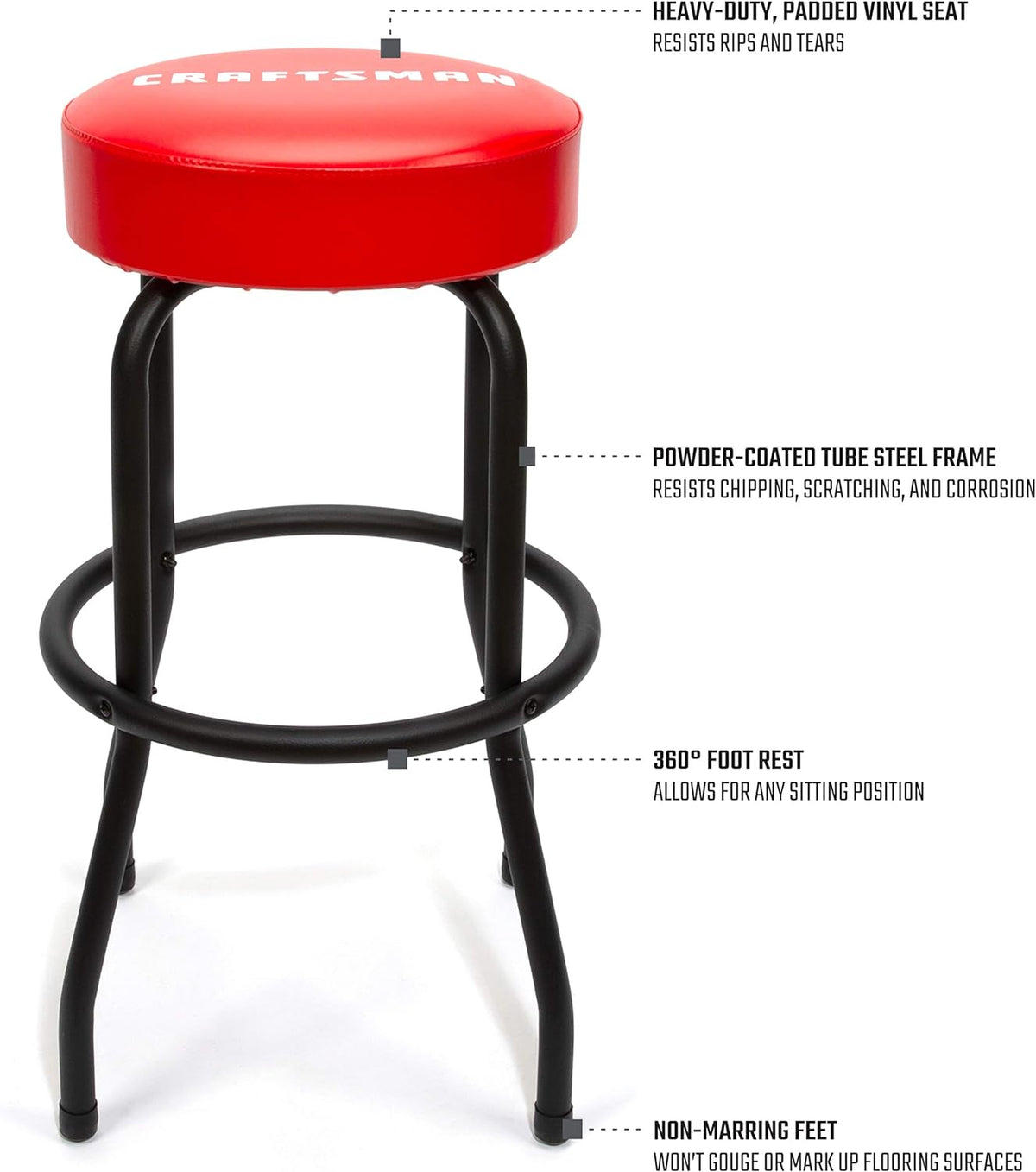 Adjustable Height Work Shop Stool, 29 to 34-inches Tall, 300-lb Capacity E922740