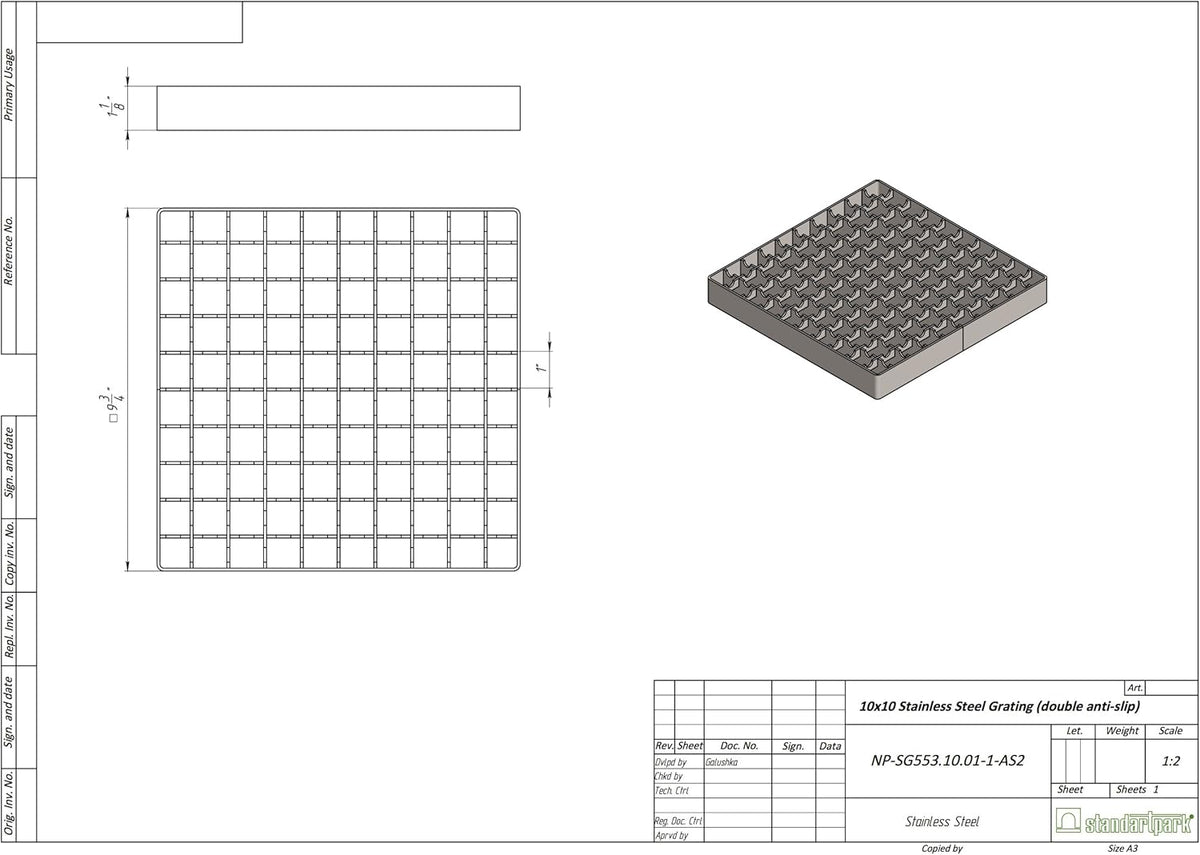 12x12 Stainless Steel Floor Drain with Anti Slip Grate R241948