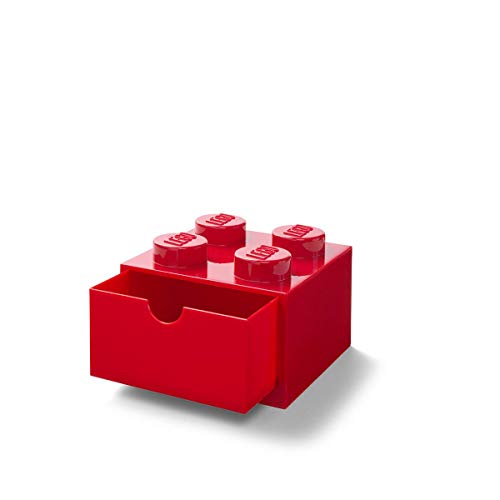 Red Plastic Stackable Desk Drawer with 8 Knobs E494