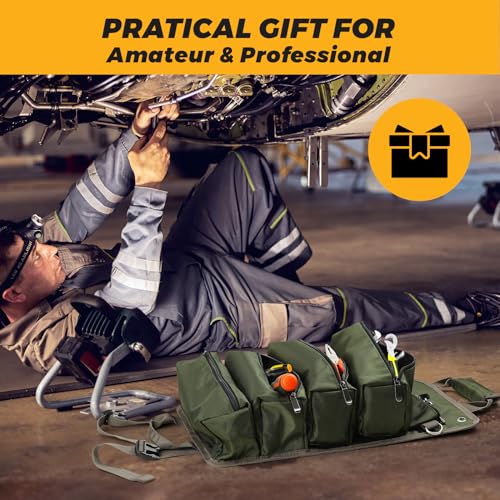 Green Roll Up Tool Bag with 2 Small Pouches J103