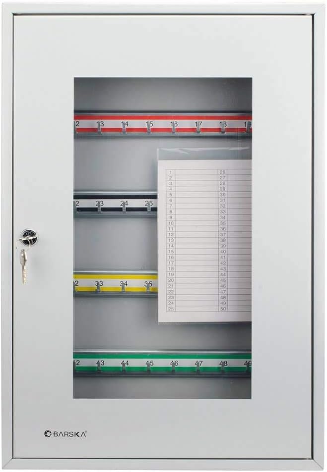 Key Lock 50 Position Key Cabinet with Glass Door Grey J913059
