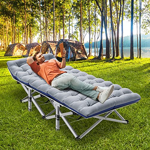 2PK Foldable Double Layer 1200D 500lb Loading Camping Cot with Carrying Bag O156
