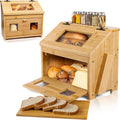 Large Wooden Bamboo Bread Box with Cutting Board K786