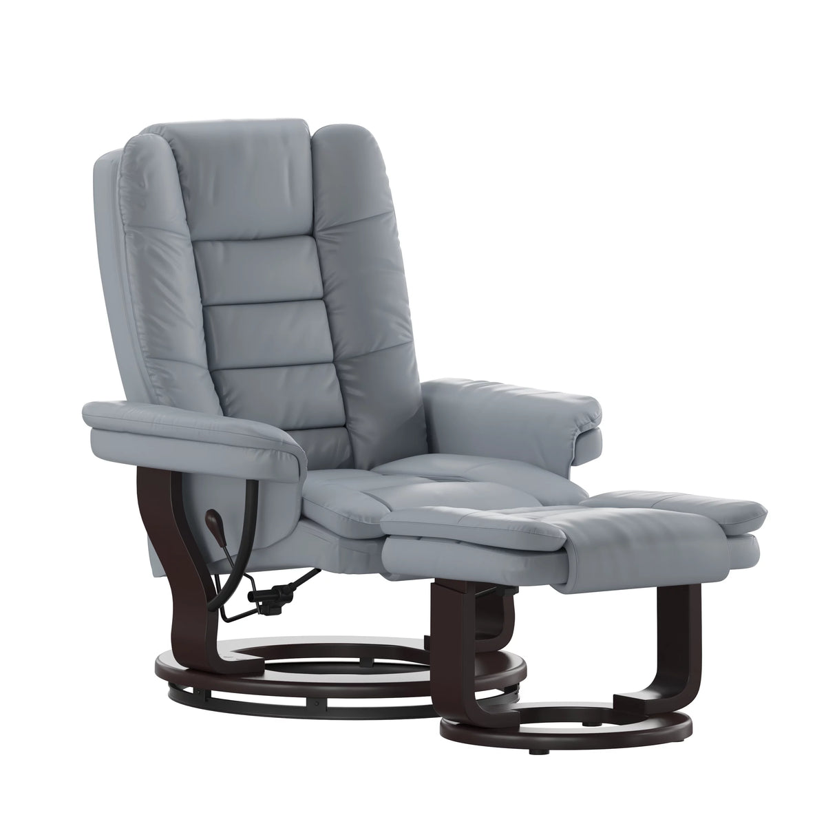 Gray Faux Leather Recliner with Ottoman V21071