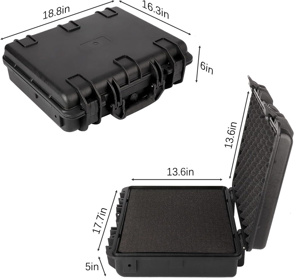 Black Waterproof Hard Camera Case with Foam Insert W7465