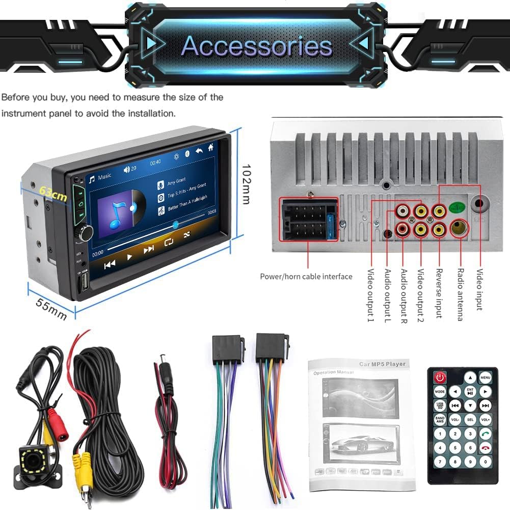 7 Inch Double Din Touchscreen Car Stereo with Backup Camera N240