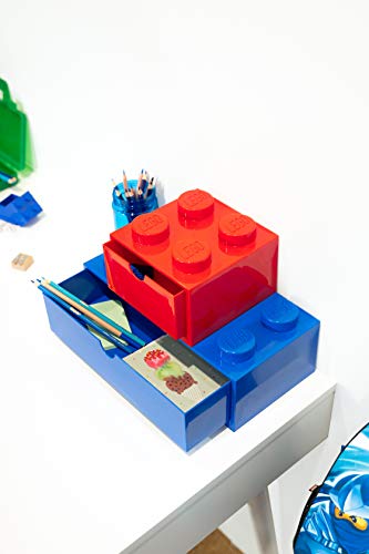 Red Plastic Stackable Desk Drawer with 8 Knobs E494