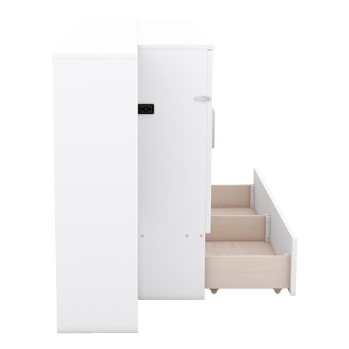 Queen Size Solid Wood Murphy Wall Bed with Storage D889