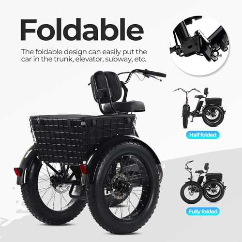 Black 20" x 4.0 Fat Tire Electric Tricycle I51461